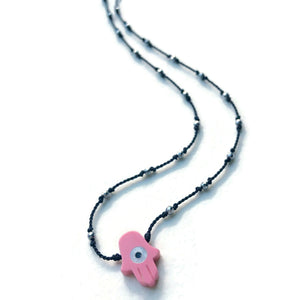Pink Hamsa Necklace
