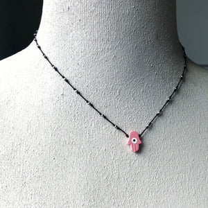 Pink Hamsa Necklace