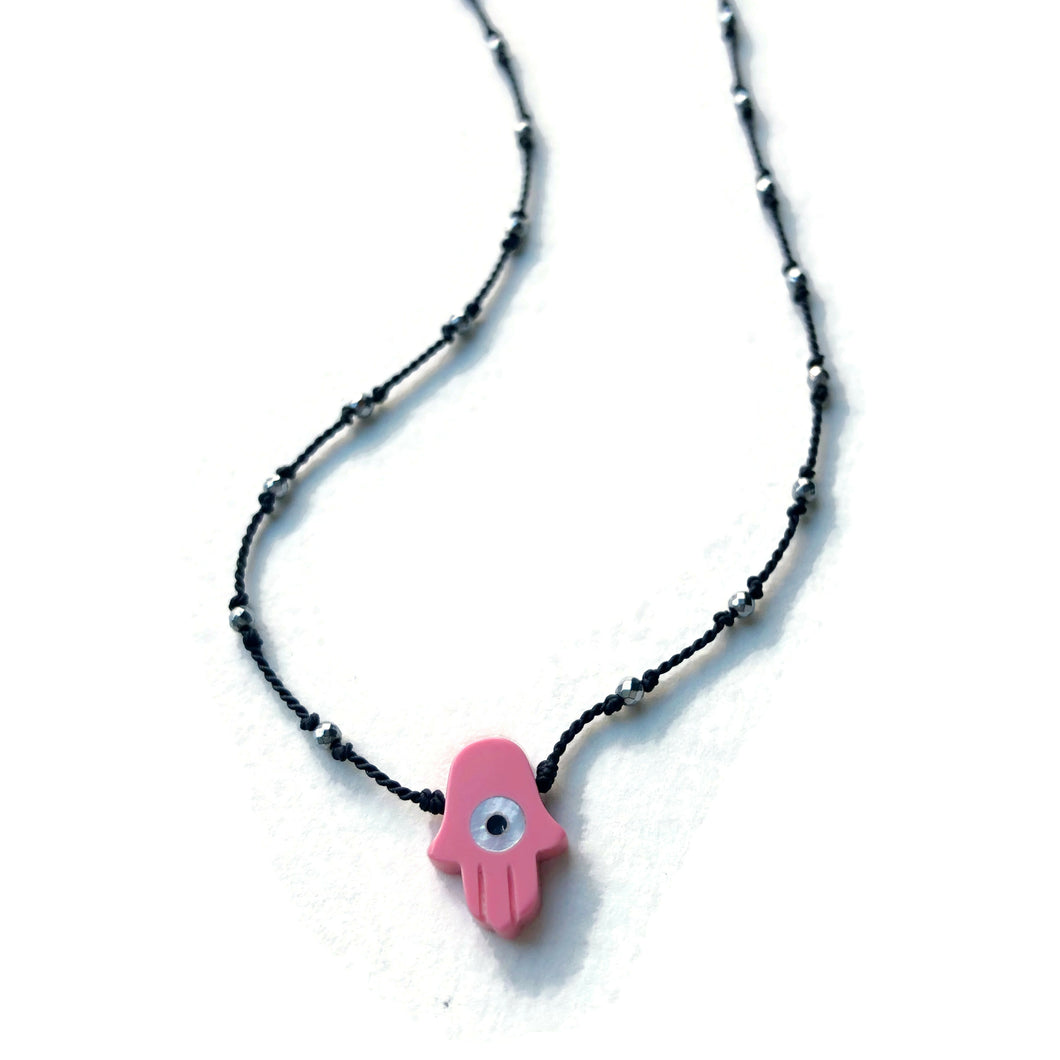Pink Hamsa Necklace