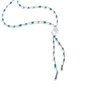 Emerald Hamsa Necklace