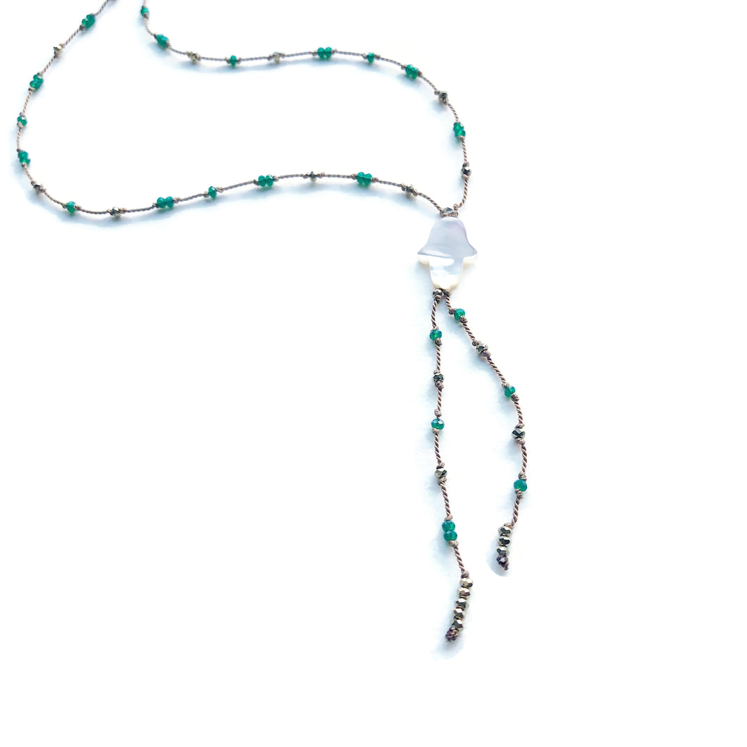 Emerald Hamsa Necklace